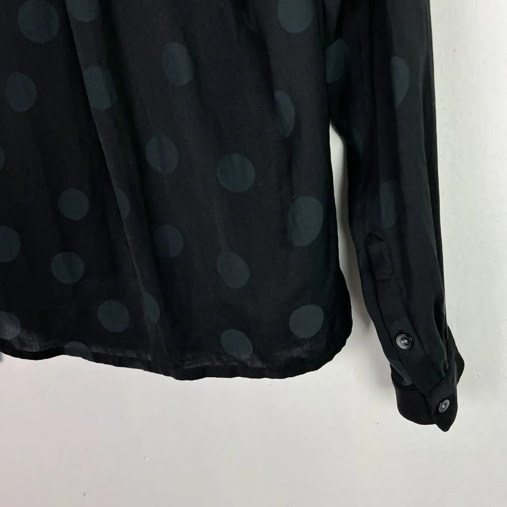 Madewell Jacquard Dot Pajama Shirt Blouse Top Black Size XXS EUC D2355 - Image 12