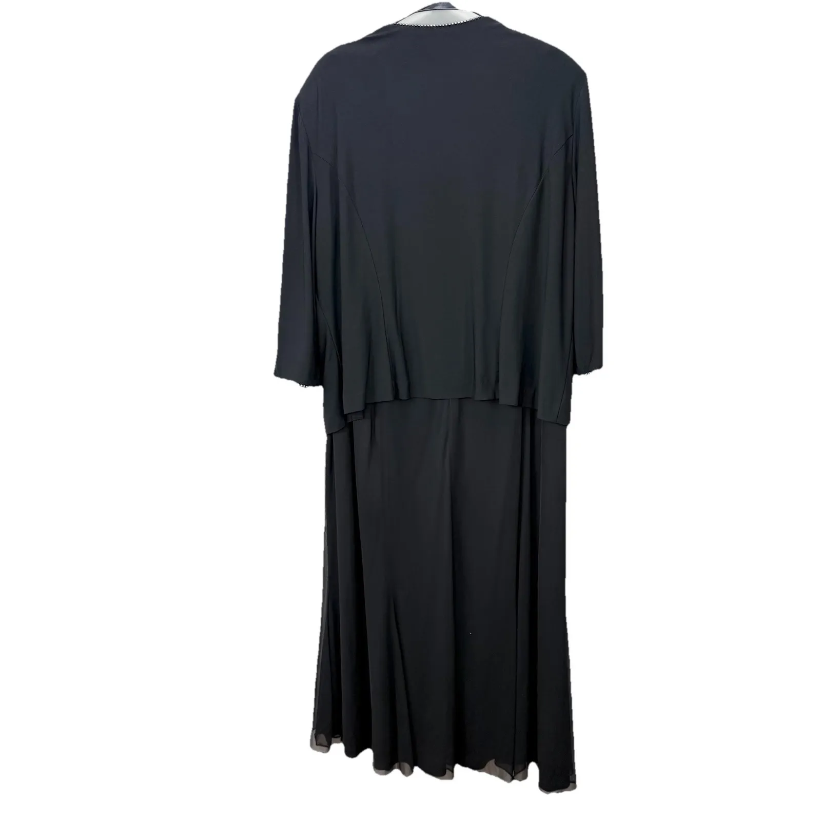 Alex Evenings Black Rhinestone Trim Two Piece Jacket Sleeveless Dress Set 22W - Image 6