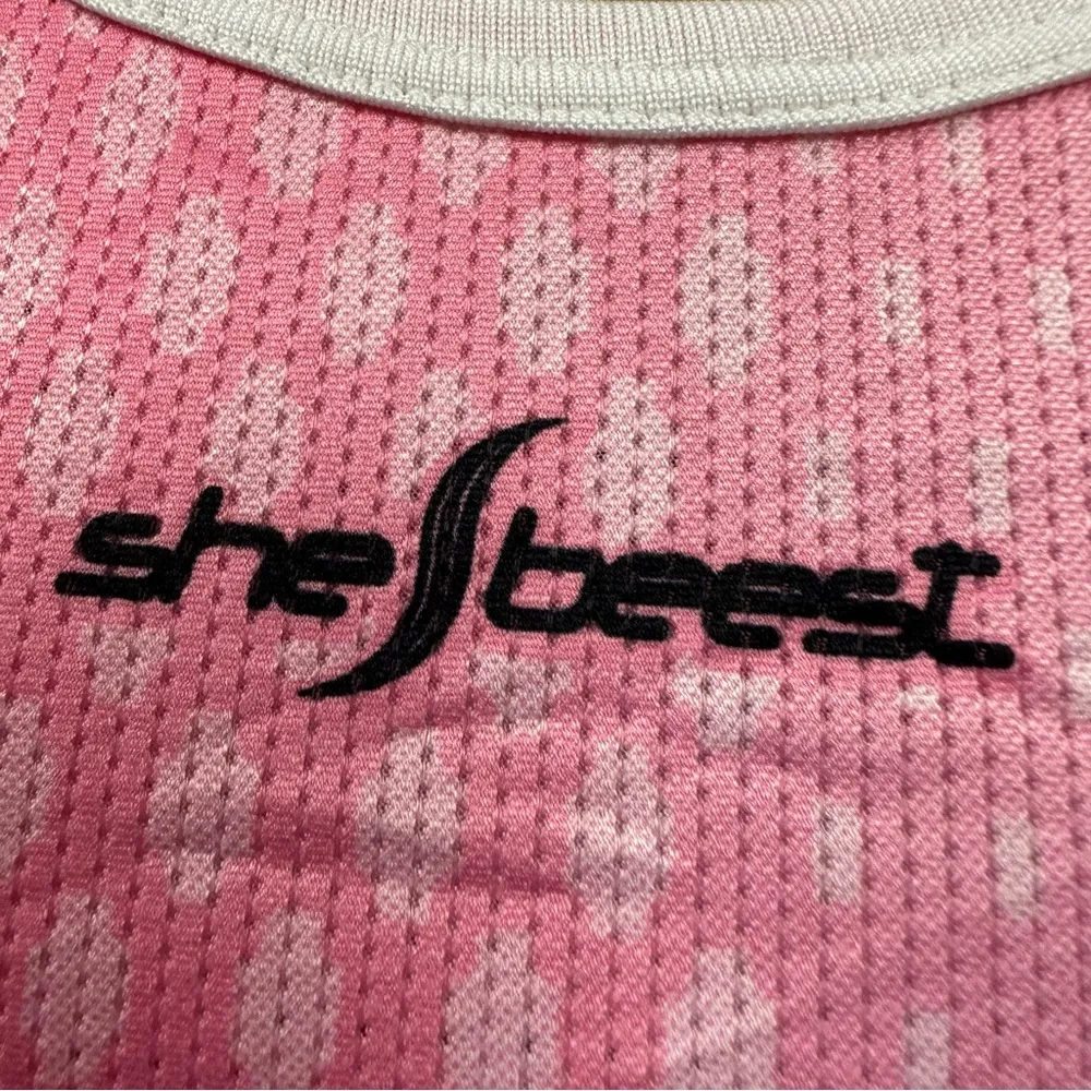 She Beest Cycling Athletic Racerback Tank Top Pocket Shelf Bra Pink Leopard M Size M - Image 8