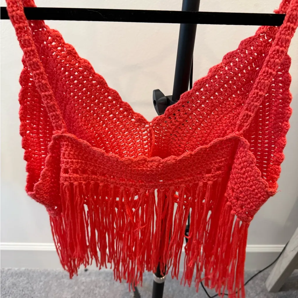 POL Orange Red Embellished Crop Camisole - Image 5