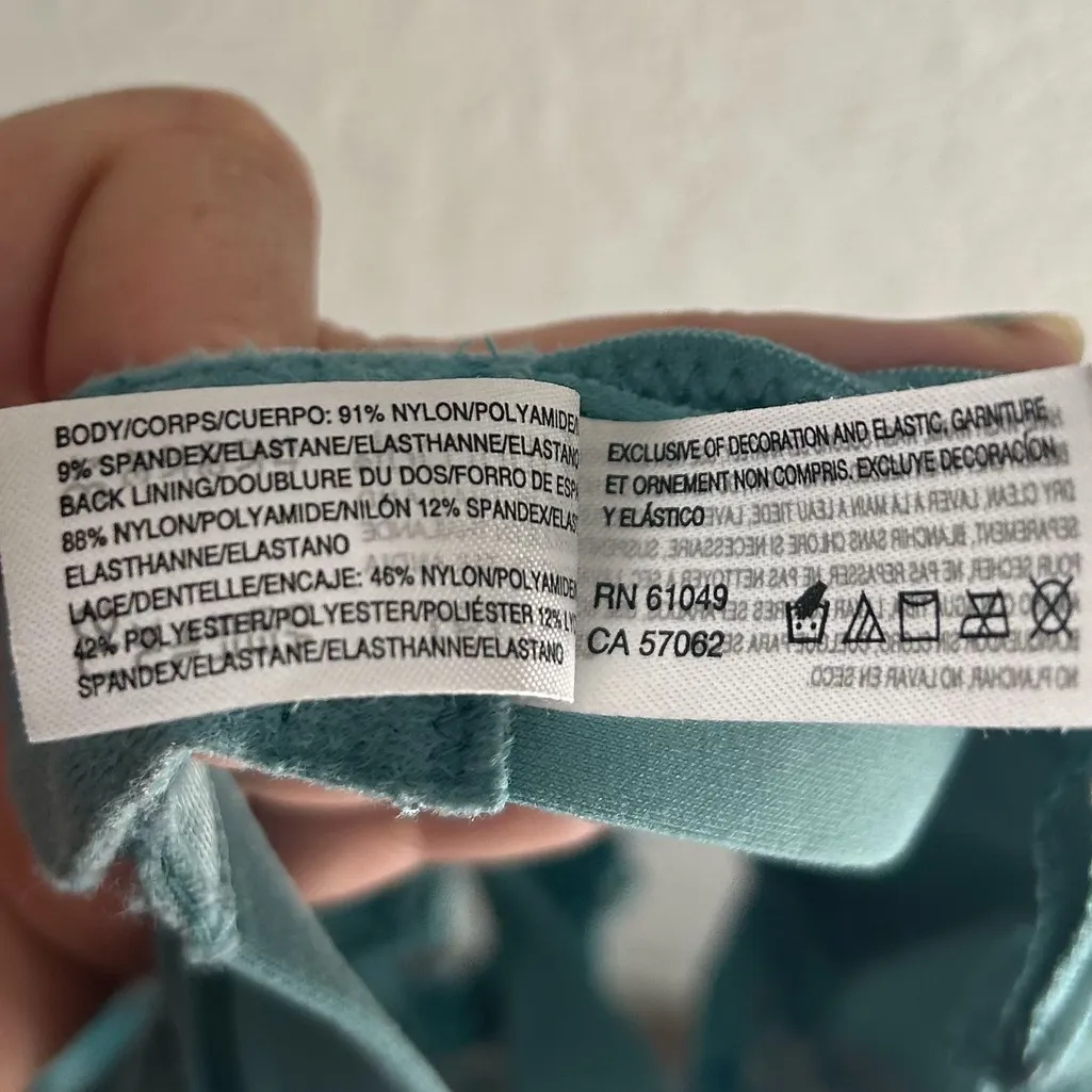 Wacoal Embrace Lace Wire Free Bralette Teal Blue Sz 34 - Image 5