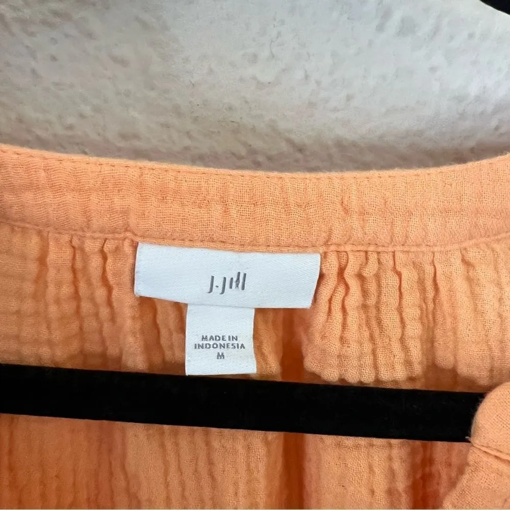 J. Jill Cotton Gauze Popover Shirt Top Size Medium Orange - Image 6