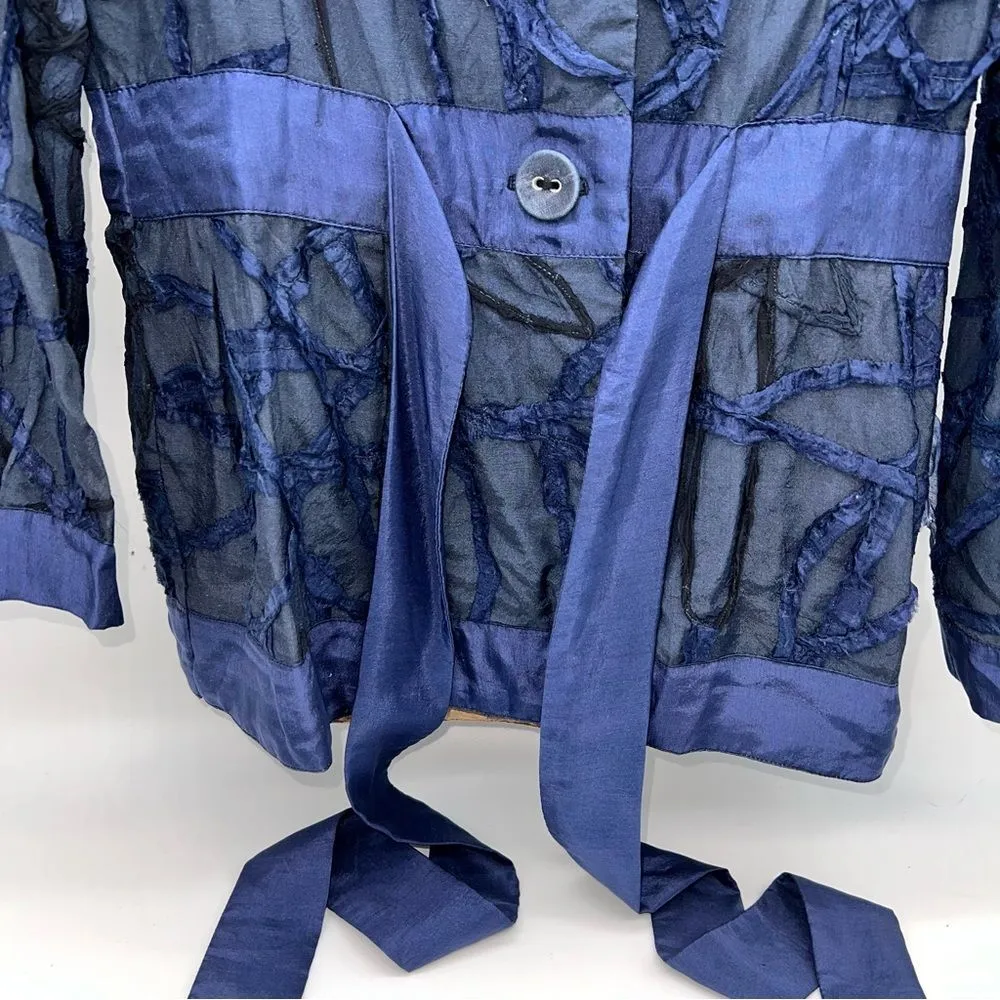 Anthropologie's Women's Blank London Navy Jacket w/Waist Ties-3/4 Sleeves Size M - Image 4