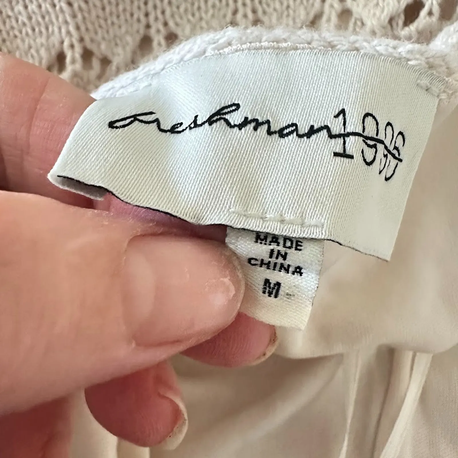 Freshman 1996 Dress M Boho Babydoll Y2K Fairy Cottagecore Crochet Maxi Sweater Size M - Image 12