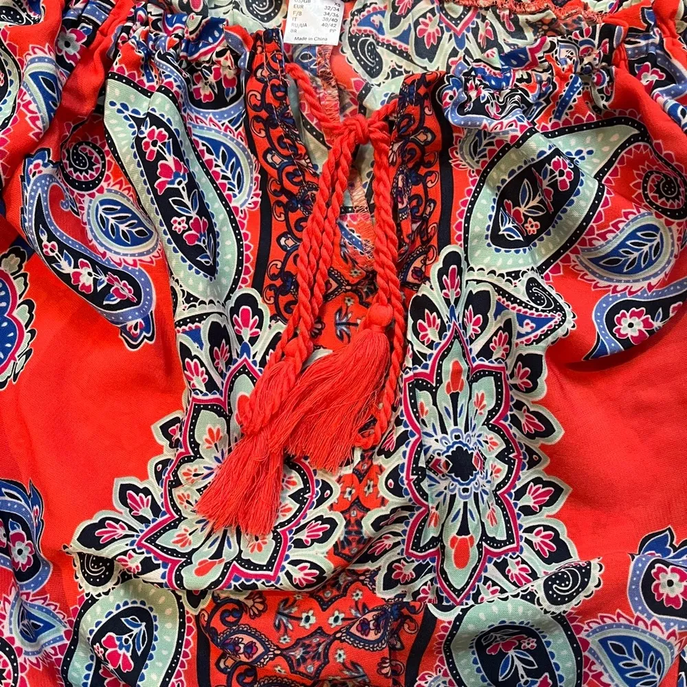 Venus Romper Off The Shoulder Floral Paisley Print Ruffle Long Sleeve - Image 8