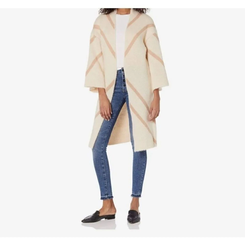 STEVE MADDEN Women’s Long Cardigan Sweater Shrug Size OSFM‎ Cream & Tan - Image 11