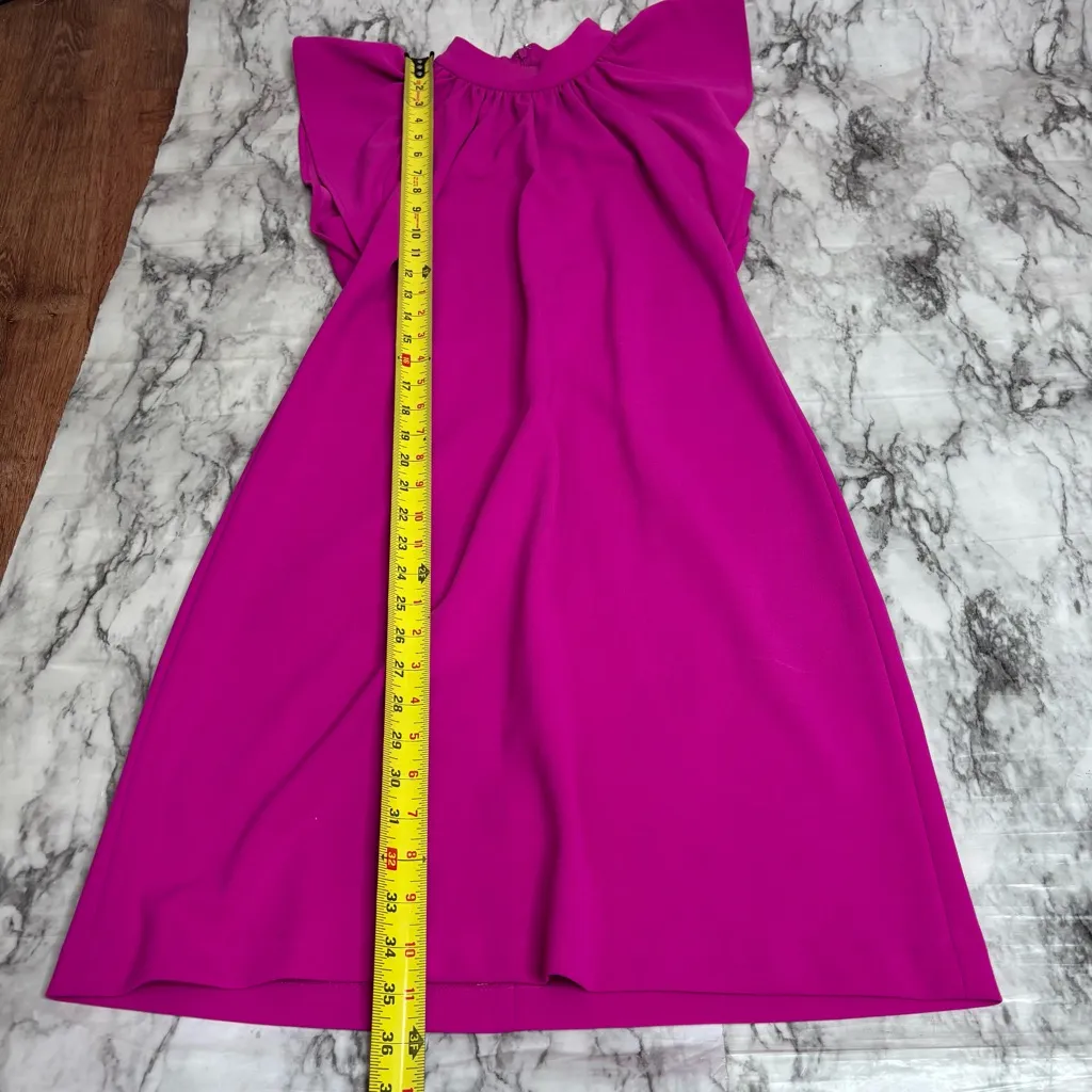 Calvin Klein size 6 Fuchsia Pink Flutter sleeve high neck Dress Office - Image 4