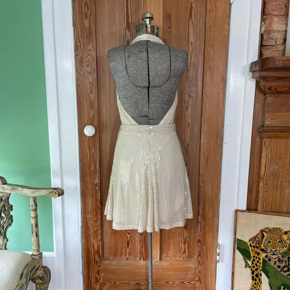 NWT Misha Collection Tia Halter Beaded Sequins Sparkly Plunging Neck Dress Sz 6 - Image 8