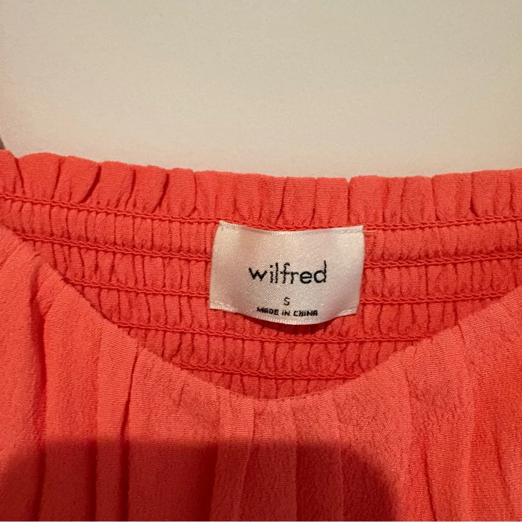 aritzia wilfred pandora puff sleeve smocked blouse fresco‎ pink size small - Image 3