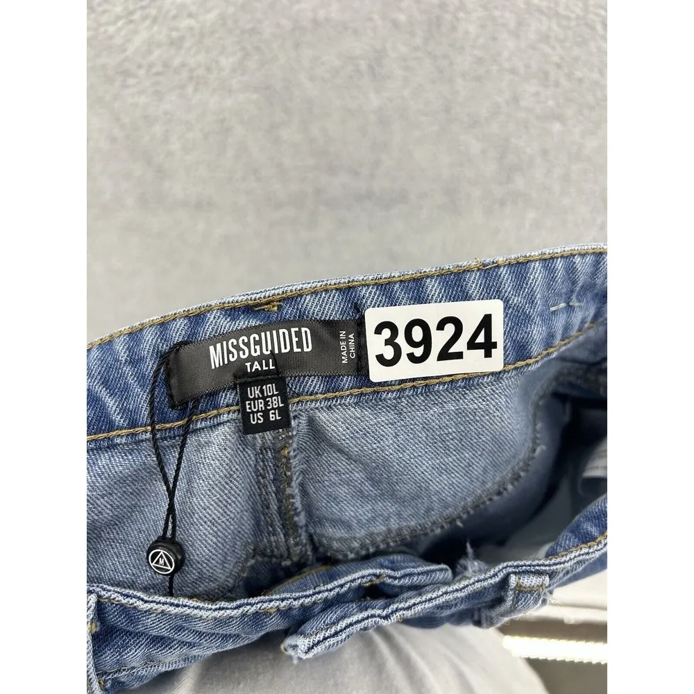 Missguided Women's Blue Denim Jeans Tall Size 6L Distressed Medium Wash - Image 4