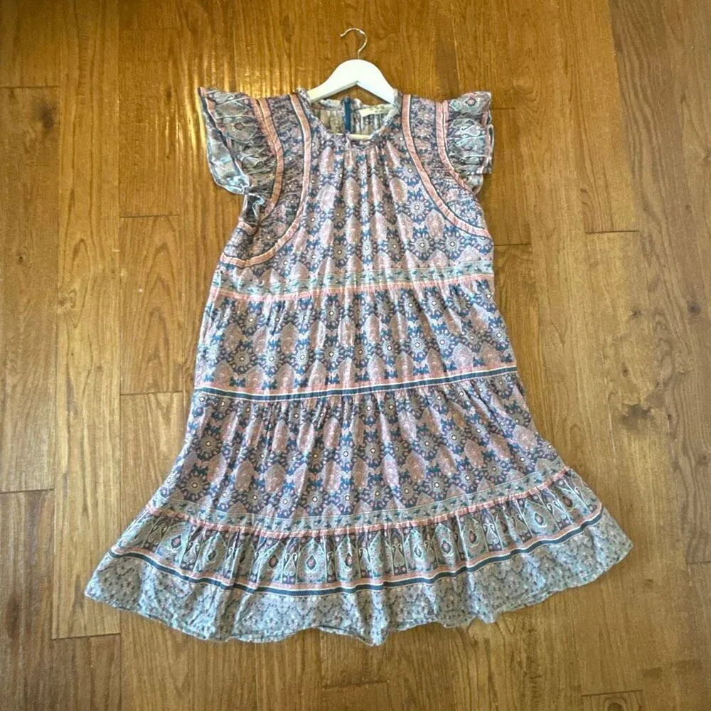 Sea New York Lilac Parker block print ruffle sleeve dress M Blue Size M - Image 9