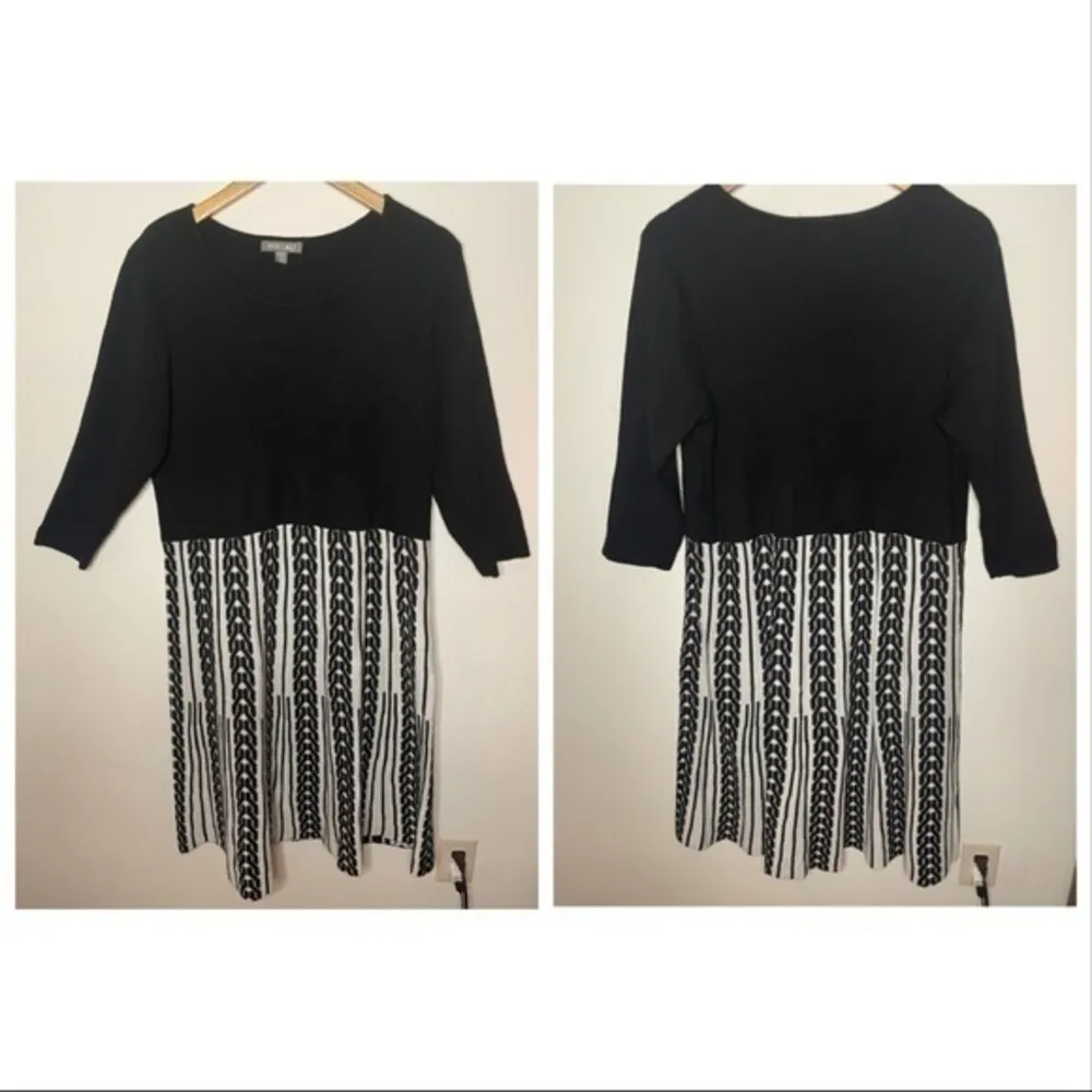 Roz & Ali Woman Black/White Scoop Neck Sweater Dress Size 1X - Image 3