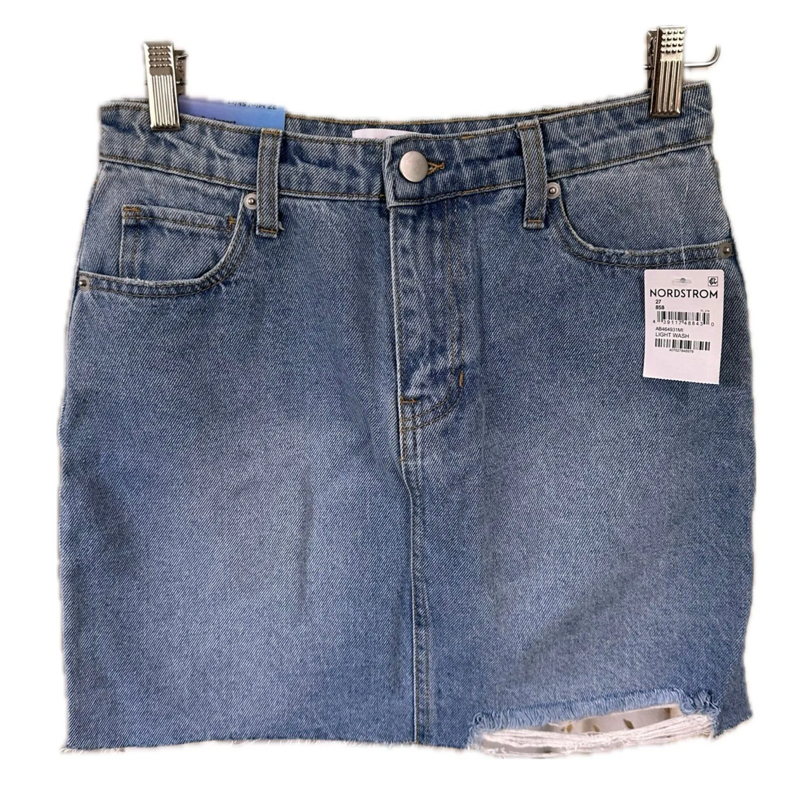 NWT Abound 100% Cotton Factory Faded Distressed Denim Jeans Mini Skirt 27 - Image 2
