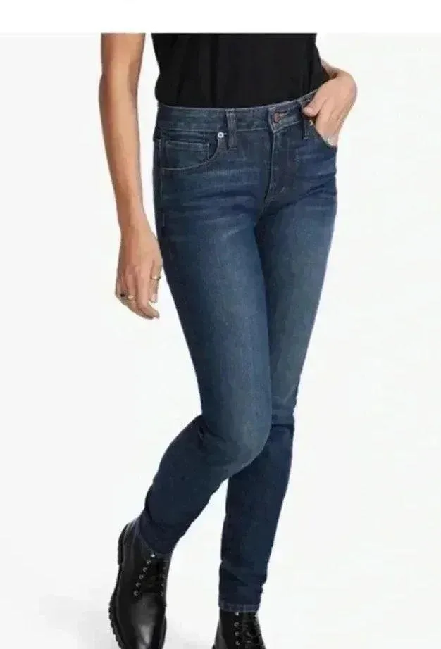 American Giant Womens Dakota Stretch Denim Skinny Blue Dark Wash Jeans USA 27 - Image 6