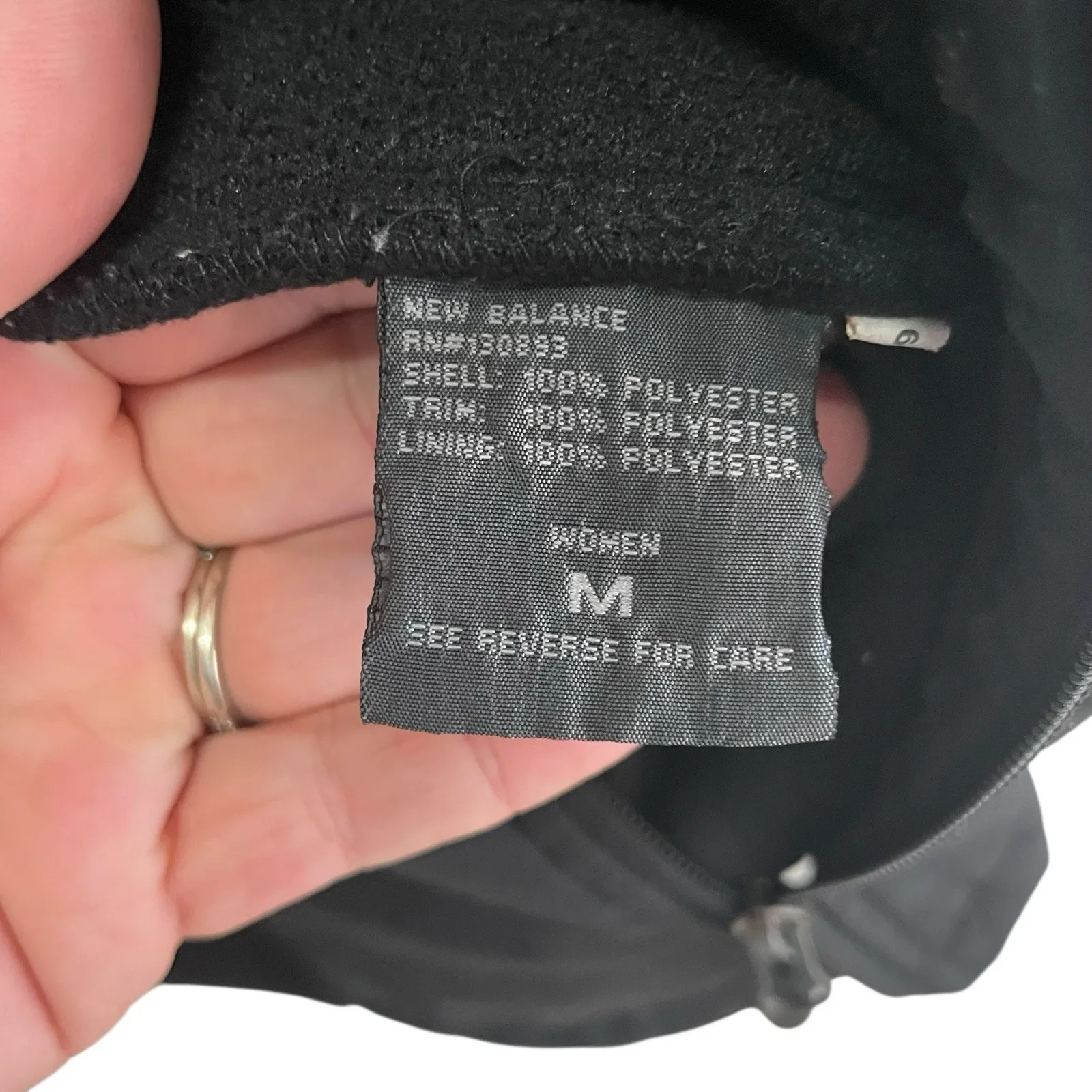 New Balance Womens Hybrid Quilted Fleece Jacket Black Full Zip Size M - Image 8