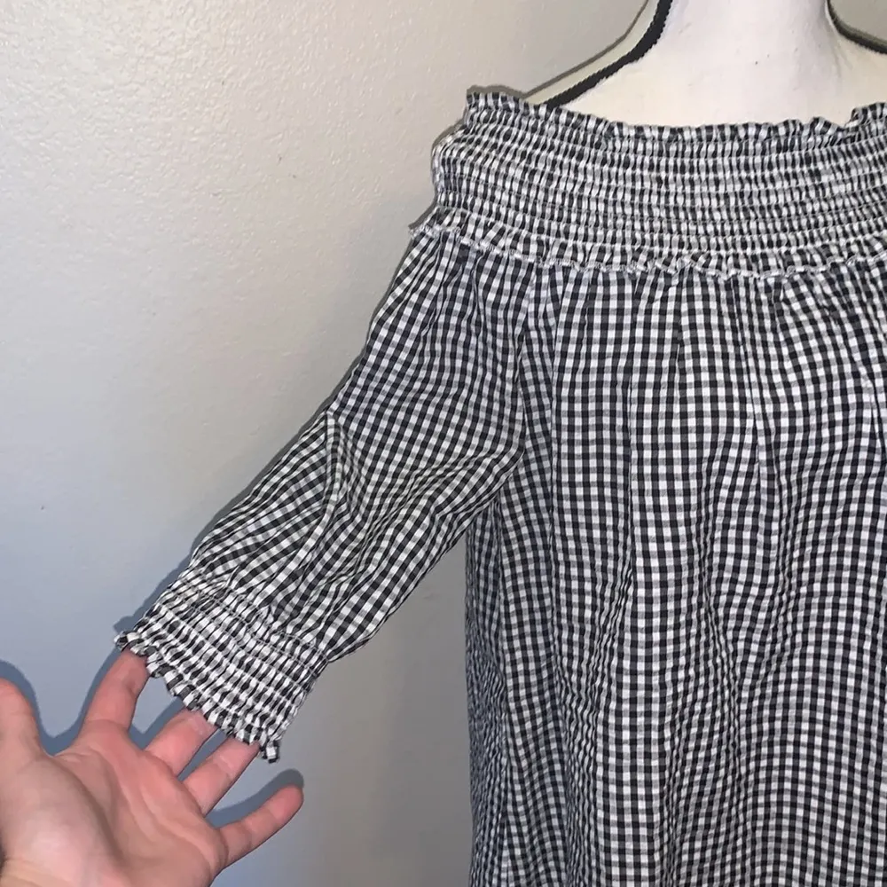 Mirror Image black & white checkered off shoulder top - Image 2