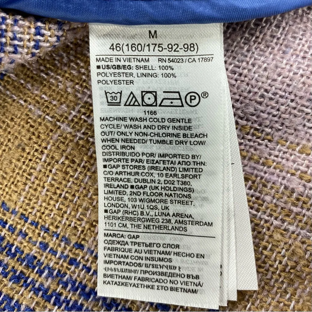 Gap Lofty Plaid Shirt Jacket Blue Tan Size Medium Excellent Condition - Image 5