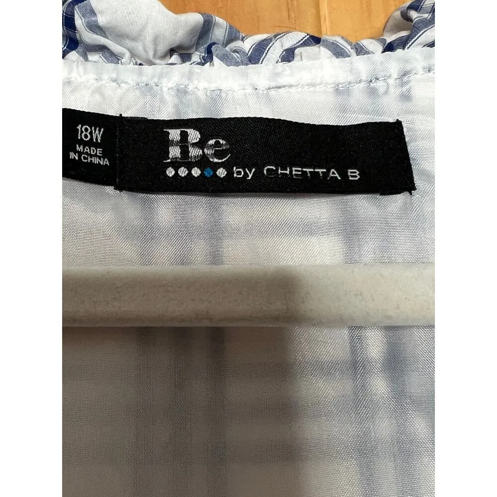 Chetta B womens size 18W dress blue/white plaid lined knee length cottage core - Image 4