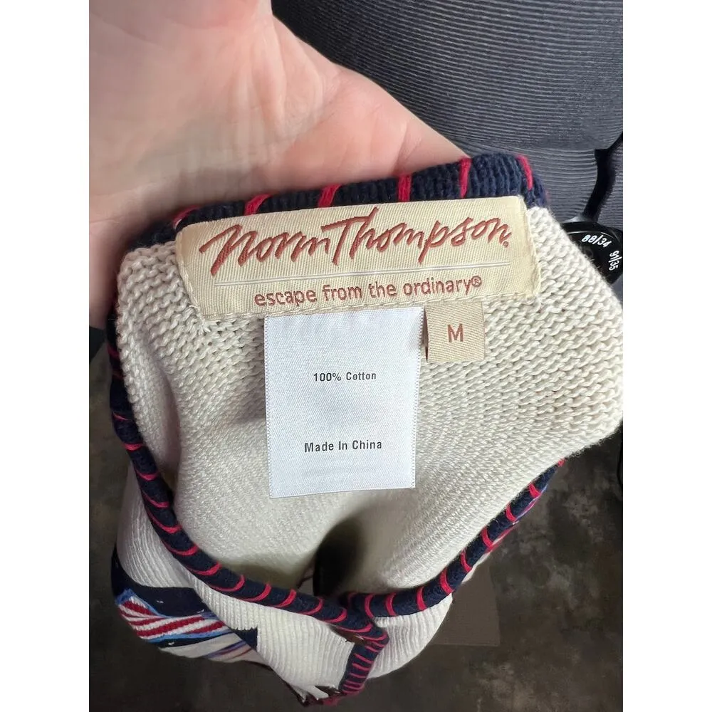 Norm Thompson cardigan sweater american flag red white blue star stripe Size M - Image 7