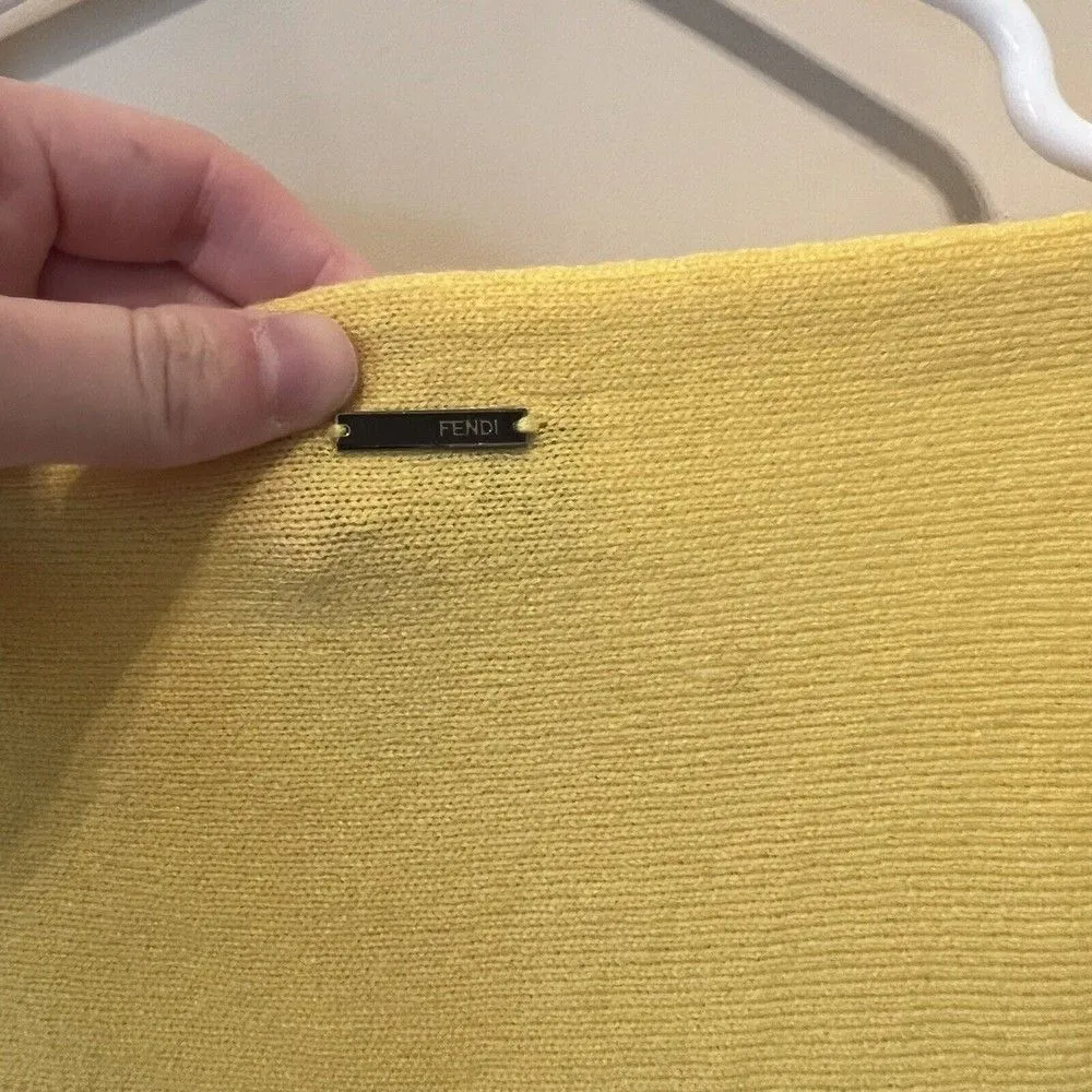 Fendi Womens Cashmere Colorblock Mesh White Yellow Black Size 40 - Image 10