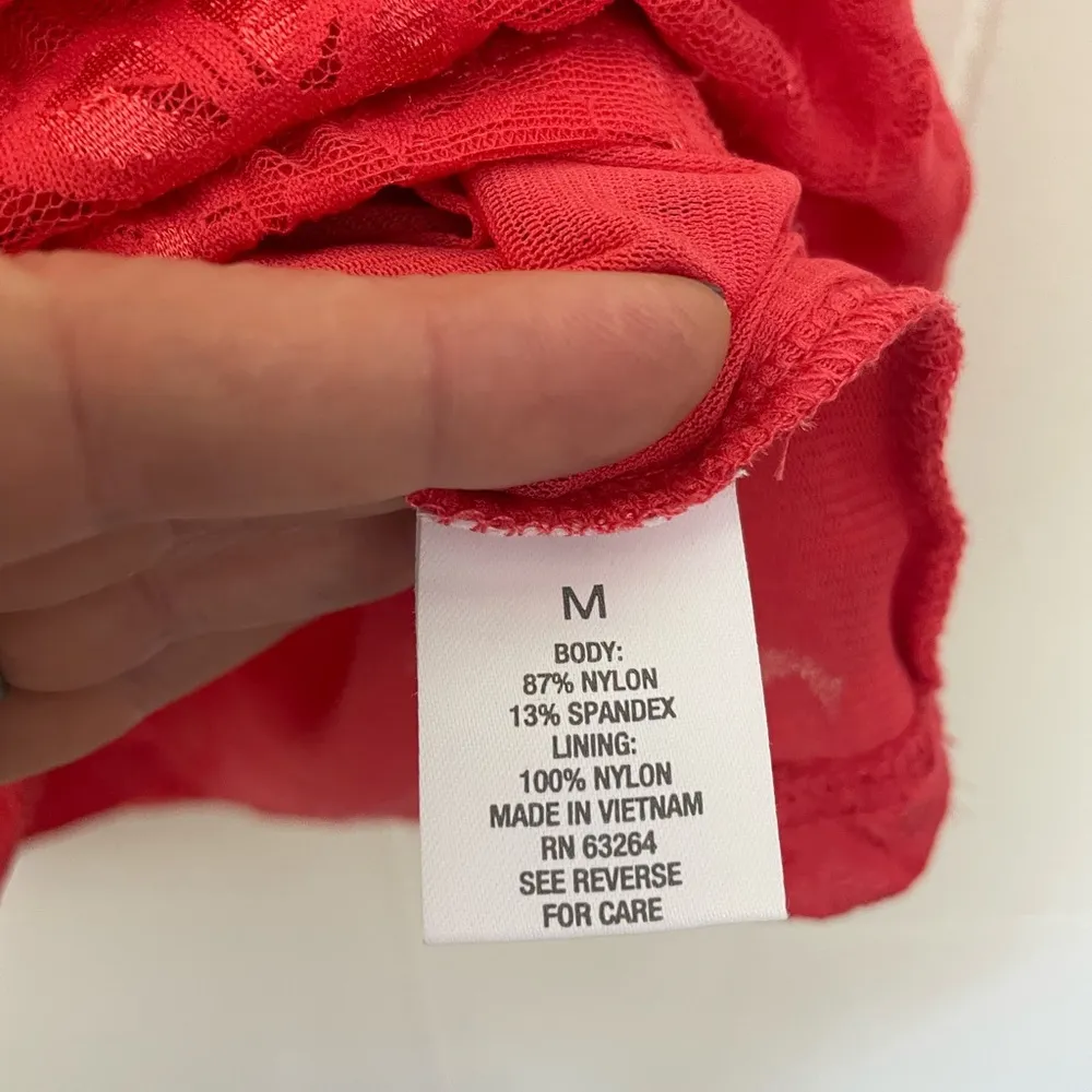 Roz & Ali Lace Babydoll Tank Top Blouse Coral Orange Y2K Women’s Size M - Image 6