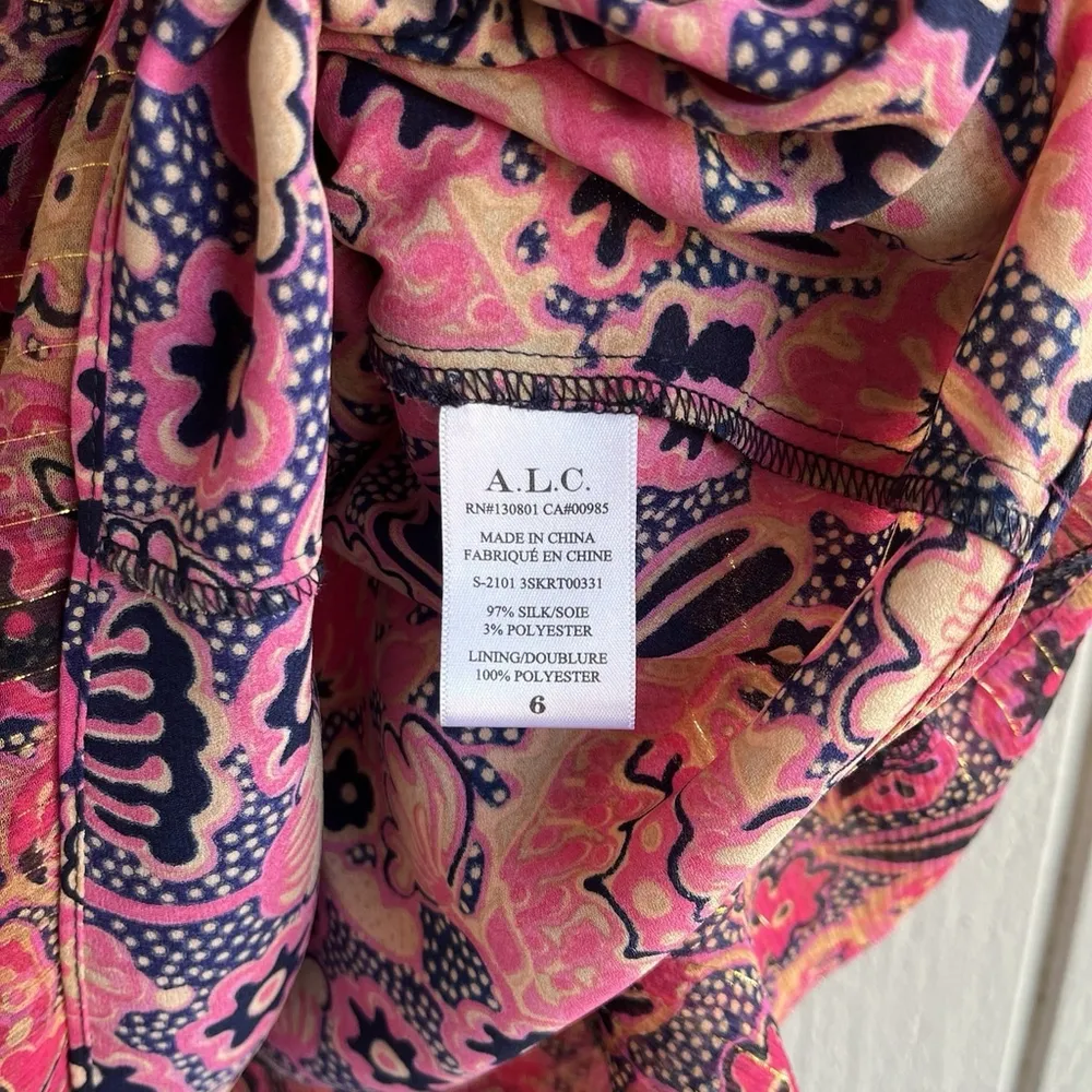 A.L.C. Vera Floral Ruffle Mini Skirt — Silk Blend Drop Waist (Size 6) - Image 4