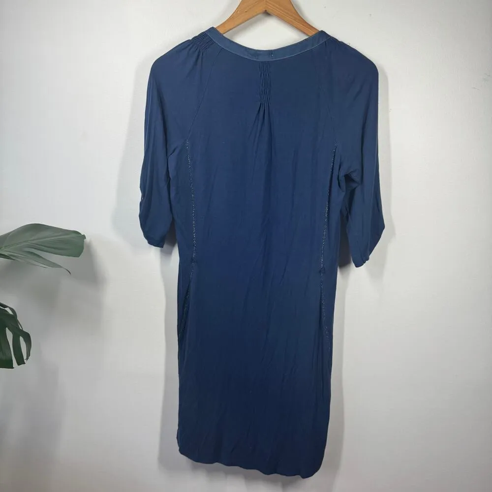 Tiny Dress Women S Blue White Floral Embroidery Button Up Western Boho Festival - Image 6