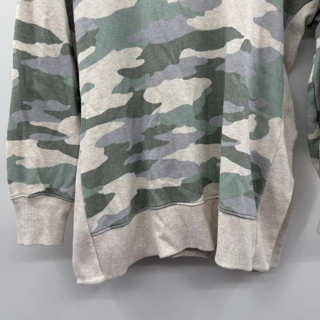 Aerie Good Vibes Oversized Gray Green‎ Camo Print Long Sleeve Sweater Sz M - Image 3