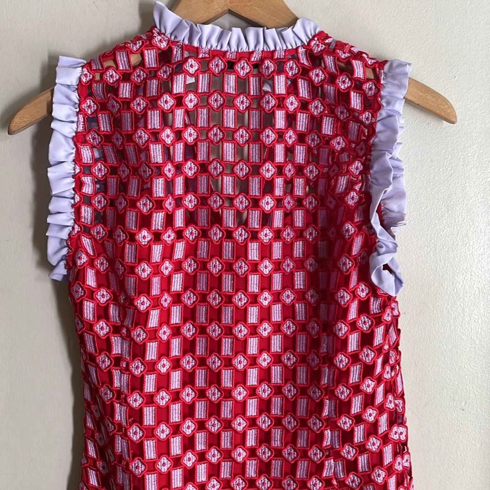 Sandro Anaele Day Red Lace Dress - Image 12