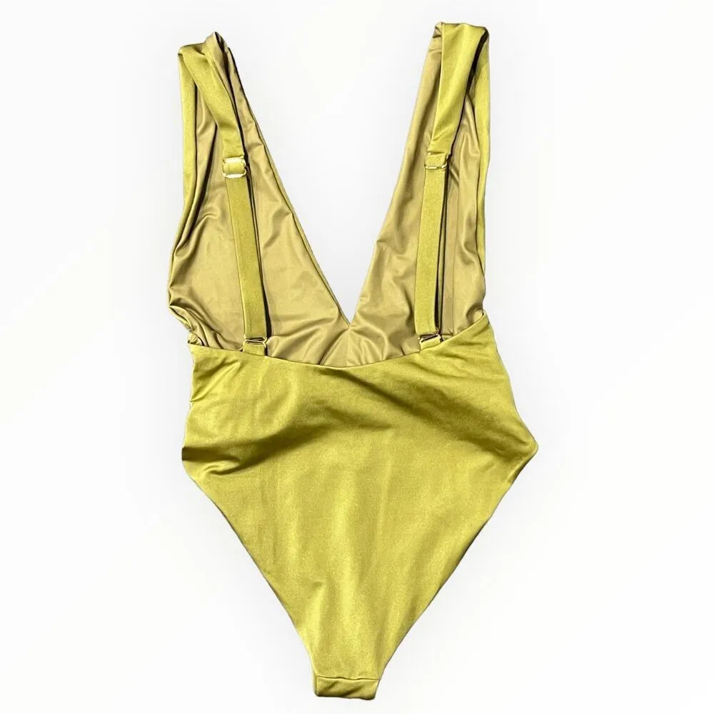 NEW Agua Bendita Ellis Twist Front Plunge One-Piece Swimsuit  Size Large - Image 3