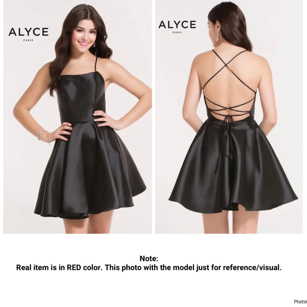 ALYCE PARIS RED DRESS SHORTS HOMECOMING SPAGHETTI STRAPS SIZE 0 - Image 12