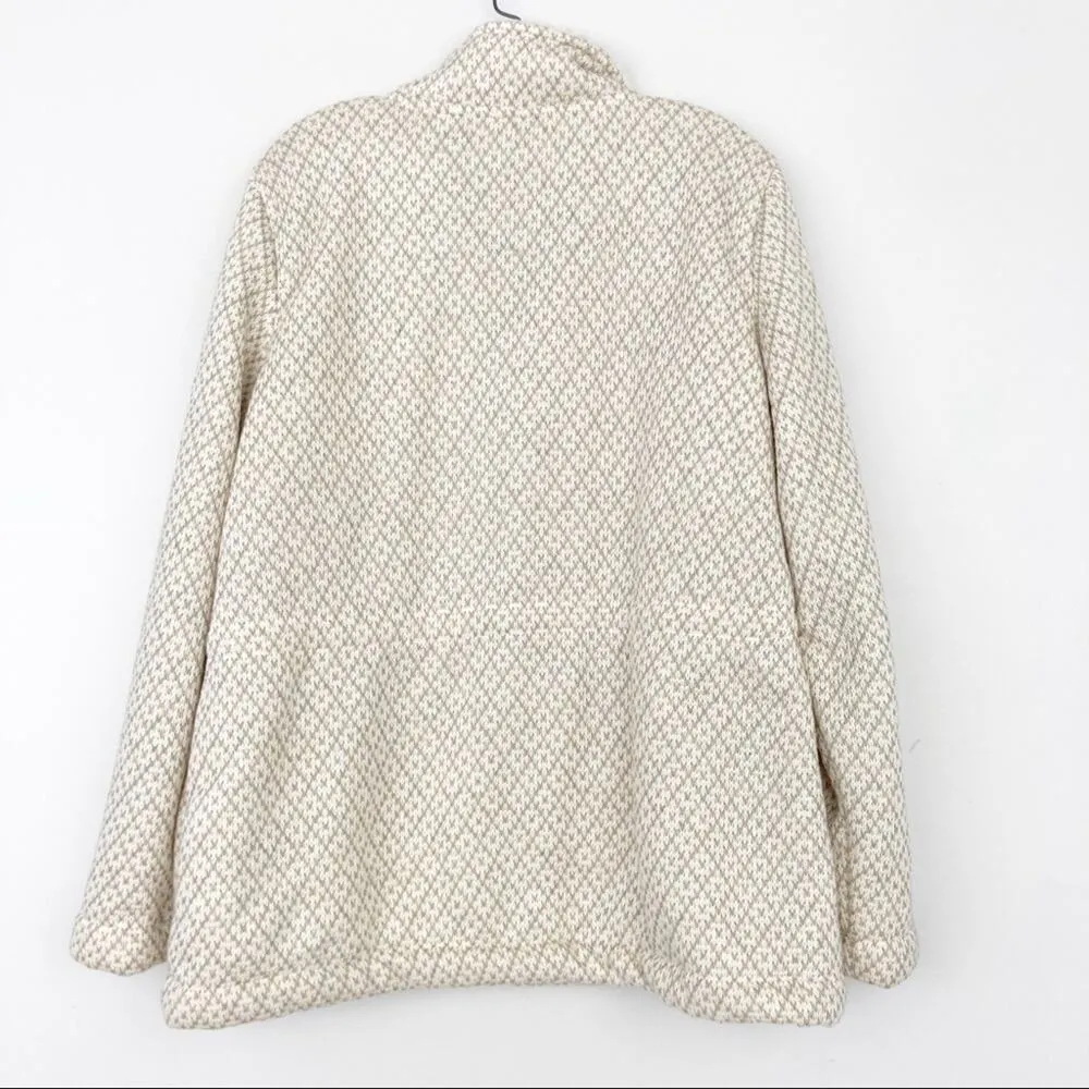 LL Bean Tan Printed Teddy Lined Full Zip Jacket Sz XL - Image 2