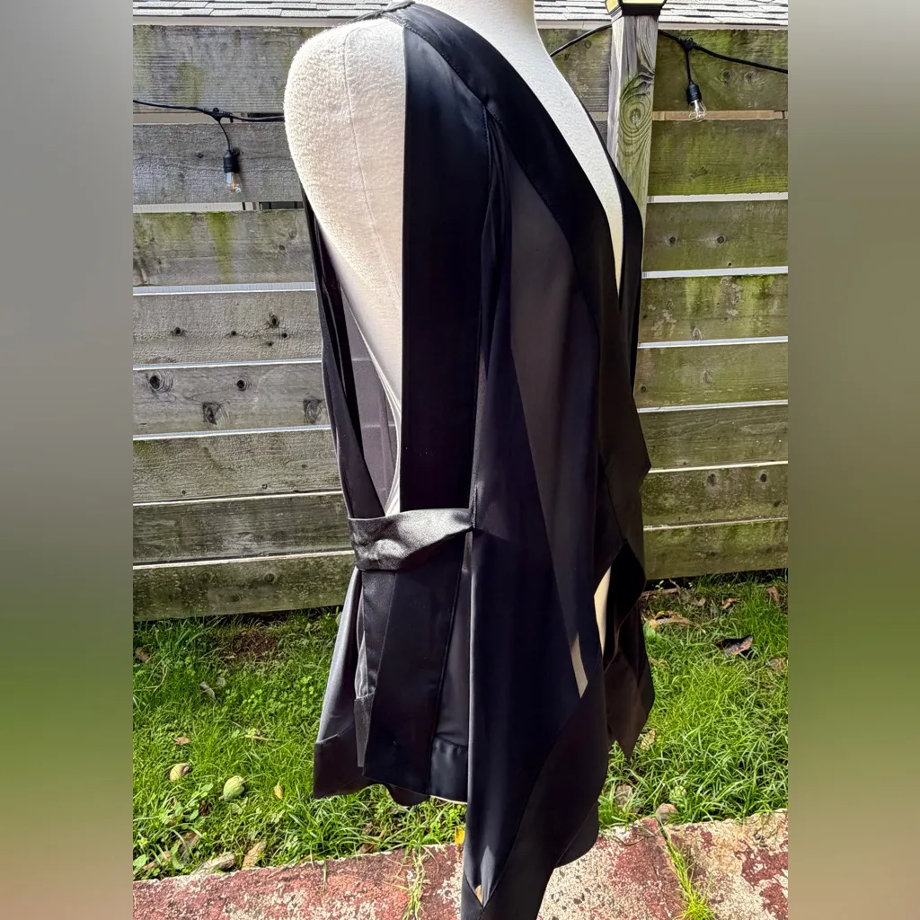Victoria’s Secret X Balmain Black Sheer Satin Kimono Robe Lingerie Cover Rock - Image 4