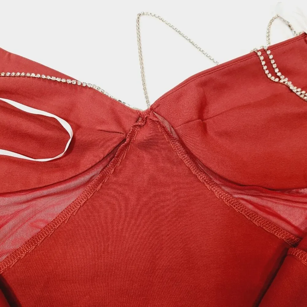 Superdown Jaxie Diamond Mini Dress in Rust XL - Image 12