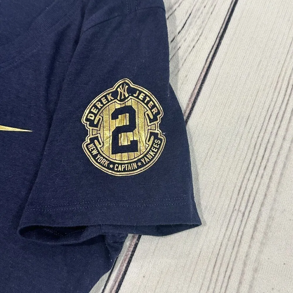 Nike NY Yankees Derek Jeter Captain #2 Women's Medium Slim Fit Navy Blue T-Shirt - Image 3