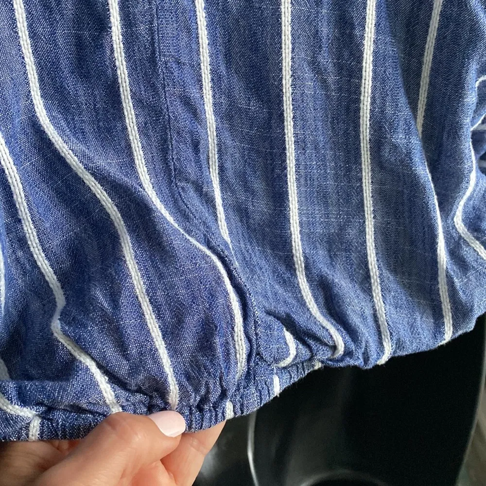 Bohemian cropped loose sleeve flowy smocked waist blouse medium - Image 8