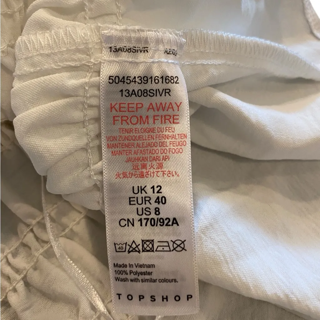 Top shop off White Camisole Peplum tie straps bow milkmaid cottagecore tank top - Image 7