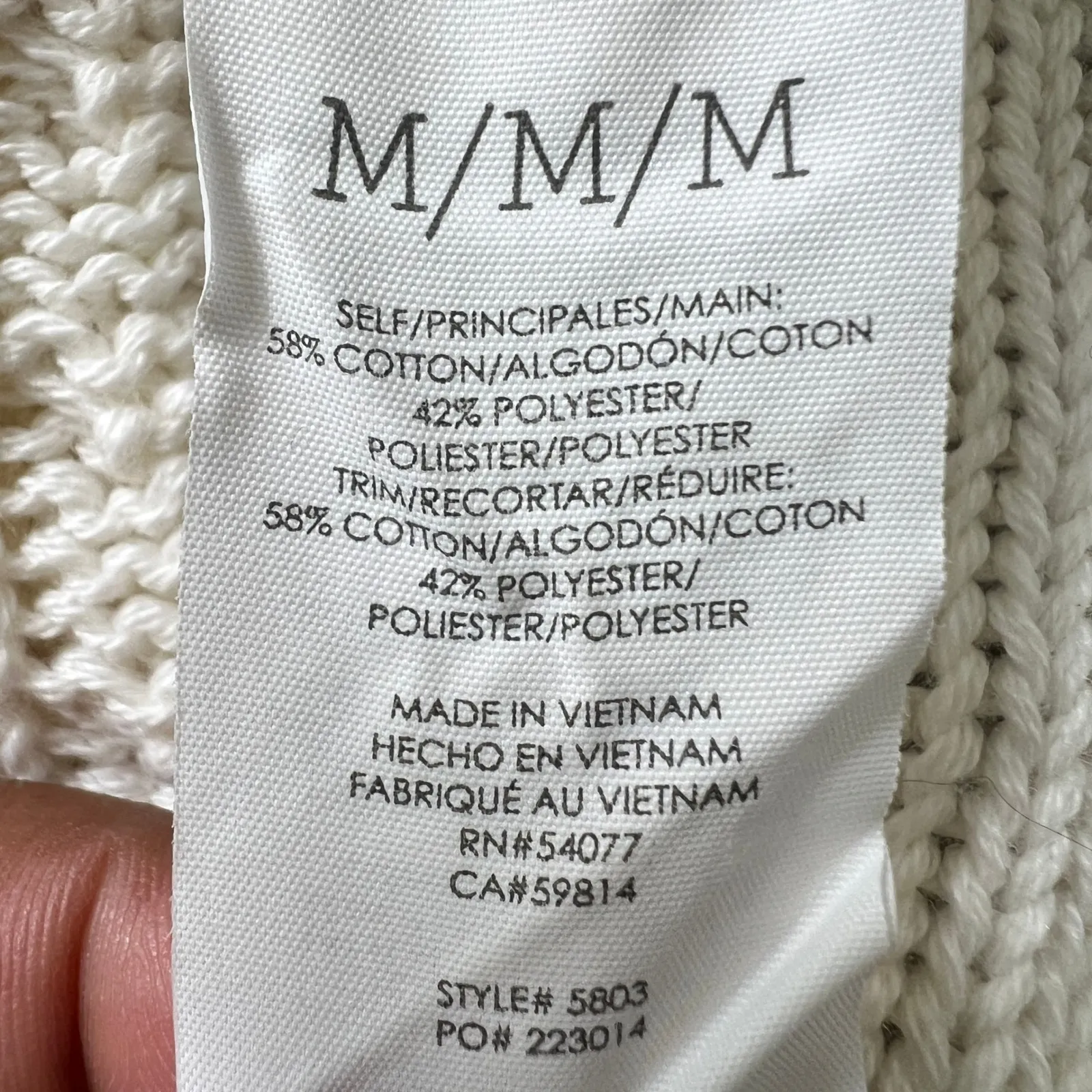 Cabi Cream Knit V Neck‎ Fringe Sleeve Sweater Women's Size M - Image 6