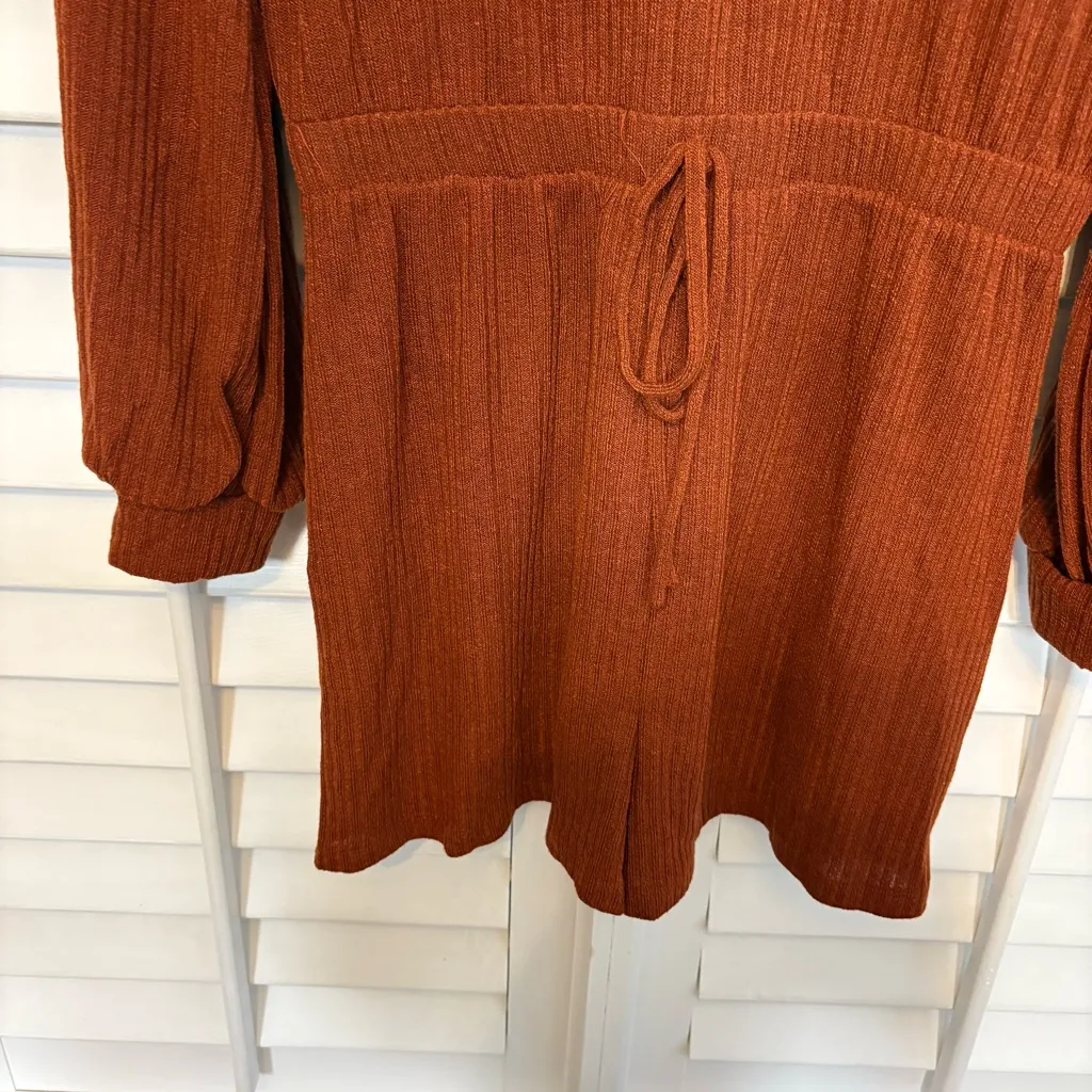 HYFVE  Burnt Orange Ribbed Long Sleeve Romper Size‎ Large - Image 3