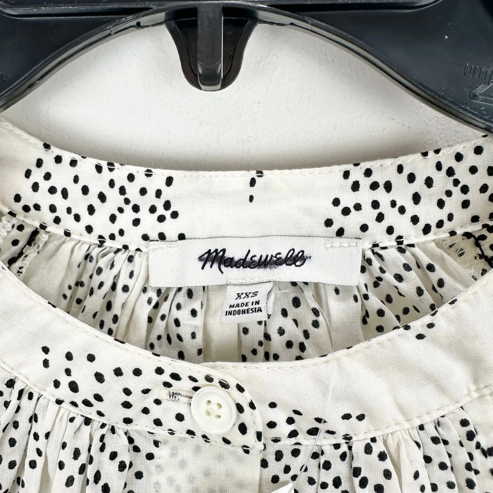 Madewell Shirred Balloon Sleeve Top Blouse Geometric Print Lighthouse XXS NWT - Image 9