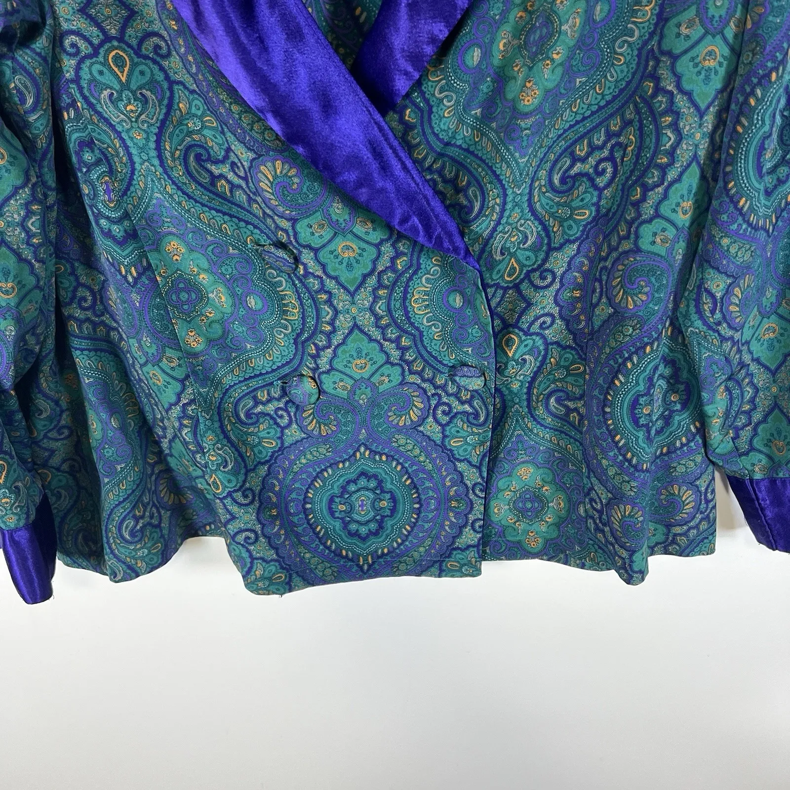 Victoria's Secret Vintage‎ Gold Label Purple Blazer Floral Pajama Top Women's Lg - Image 3