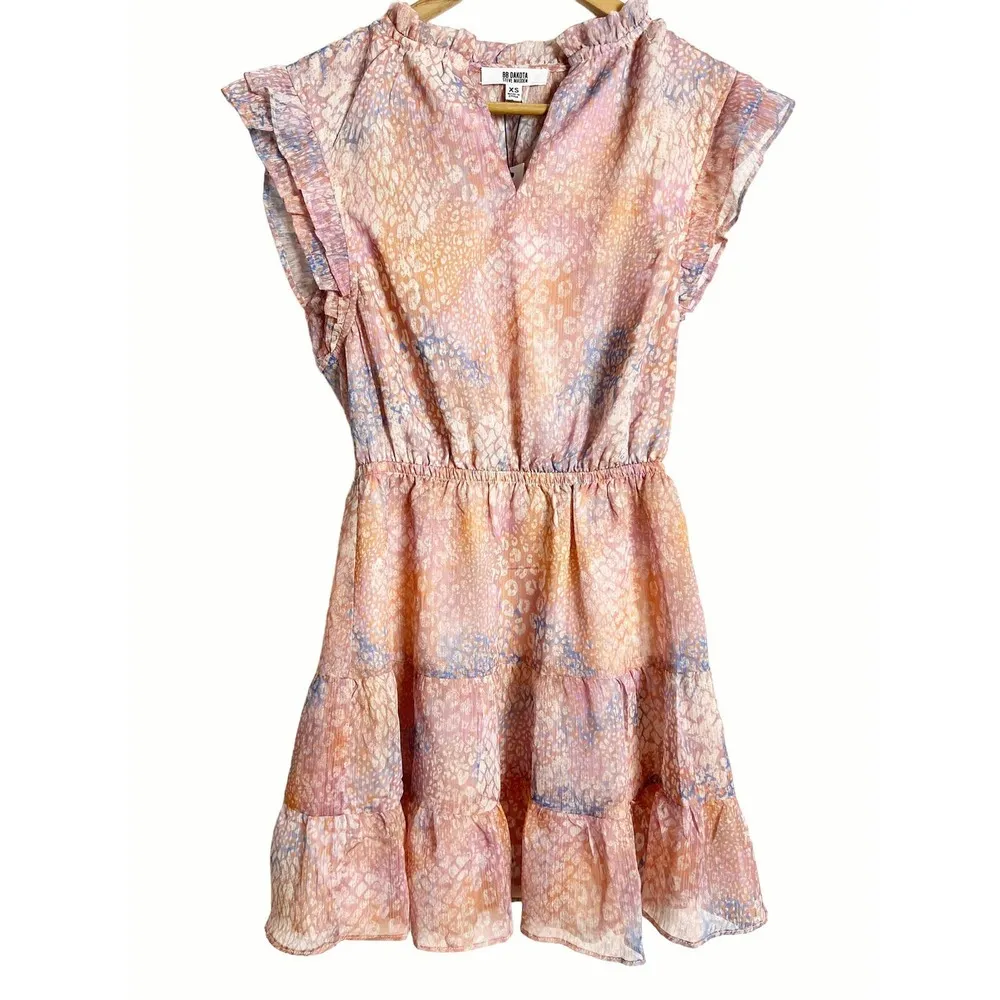 BB DAKOTA NEW Dreaming of Waves Pink Print Mini Dress Size XS - Image 39