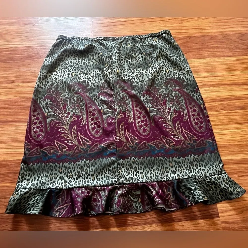 VTG No Boundaries Skirt Ruffle Hem Paisley Leopard Y2K WhimsiGoth Grunge Size XL - Image 7