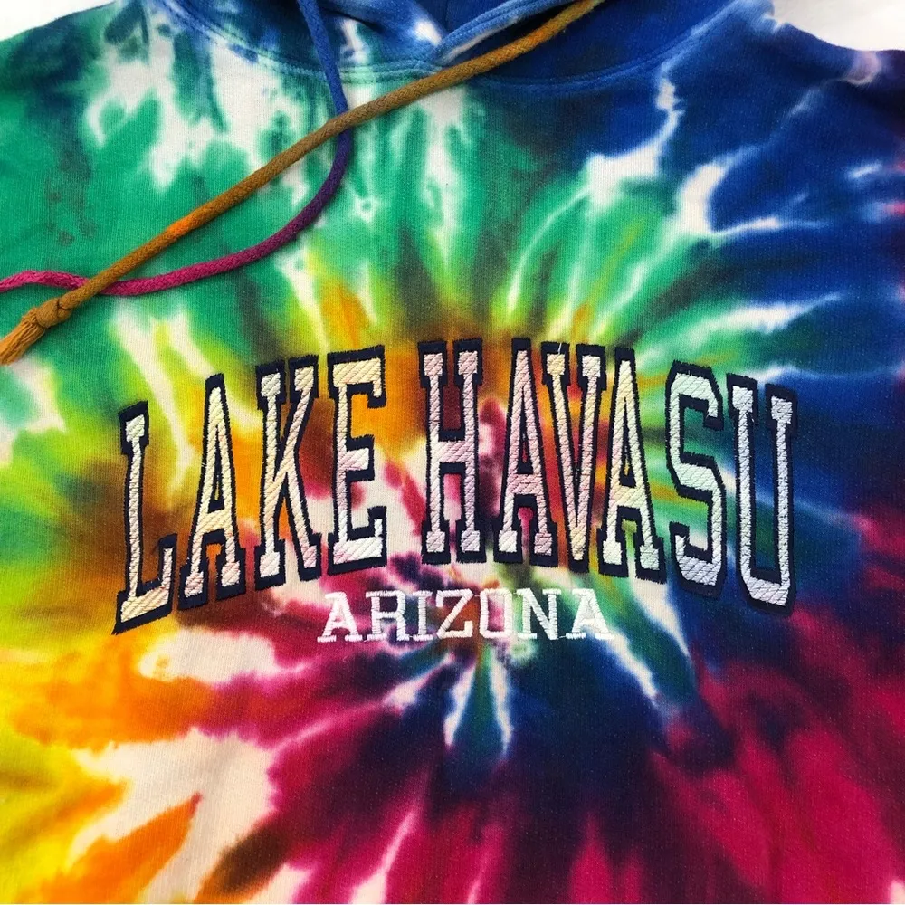 Lake Havasu Arizona Rainbow Tie Dye Pullover Hoodie Sweatshirt Womens M. - Image 2