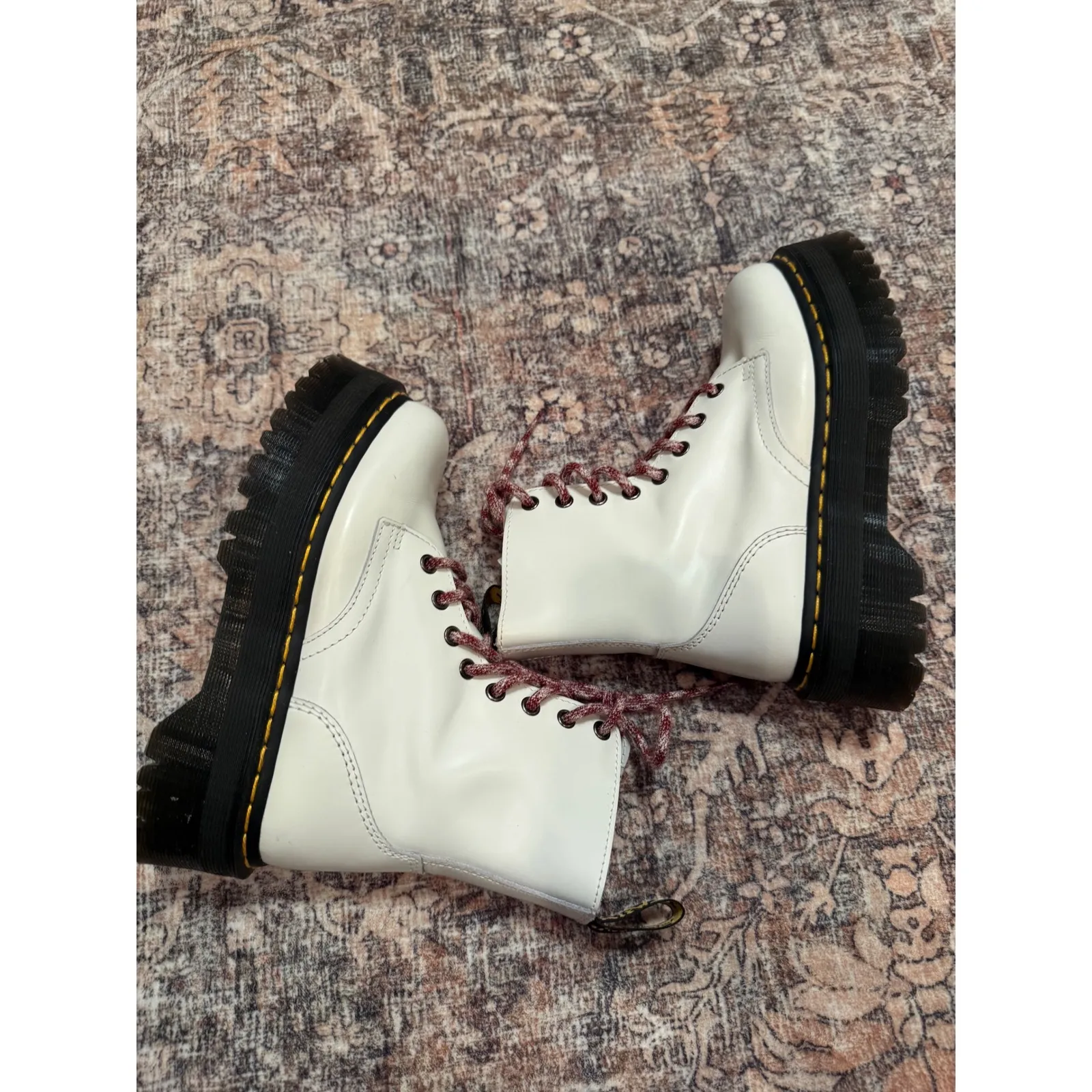 Dr. Martens Jadon Platform Boots White Leather Women's 5 Punk Grunge Y2K - Image 10