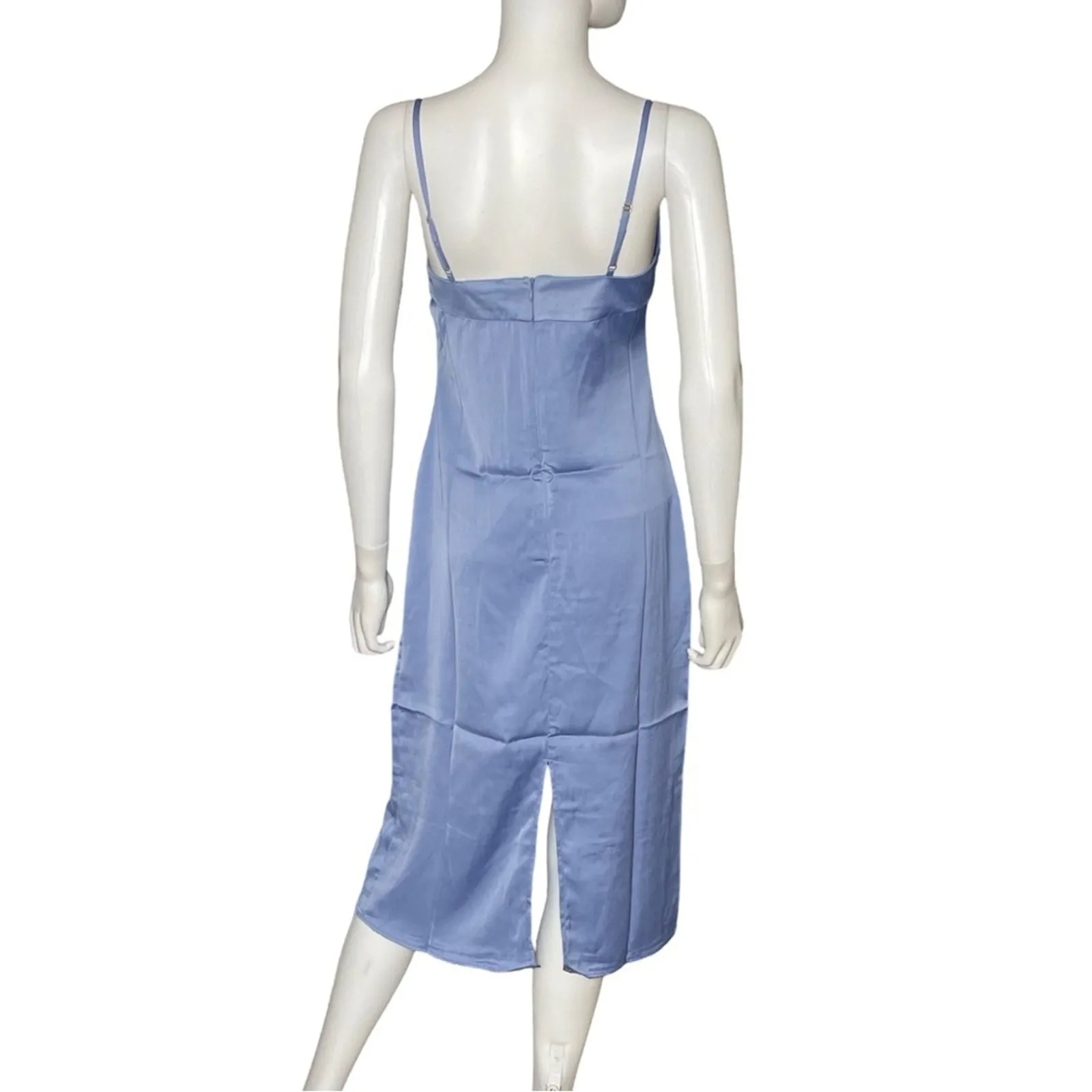 WEWOREWHAT Cowlneck Satin Midi Slip Dress Slate Blue Women’s Sz 2 - Image 5