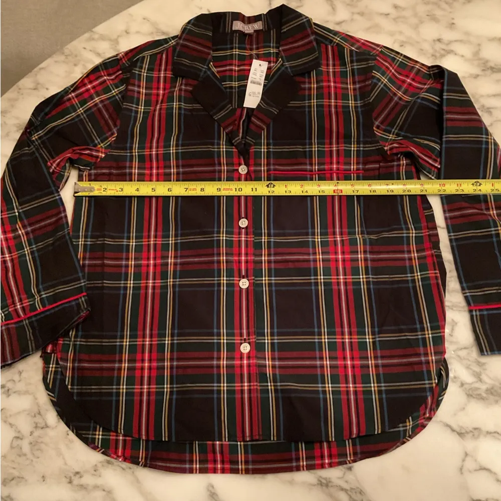 NWT J crew Pajama pant top only in Stewart tartan cotton poplin Sz Small - Image 4
