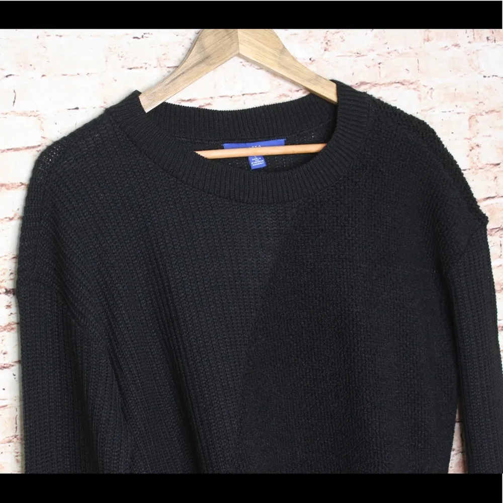 Apt. 9 Black Crewneck Asymmetrical Carpet Sweater - Image 3
