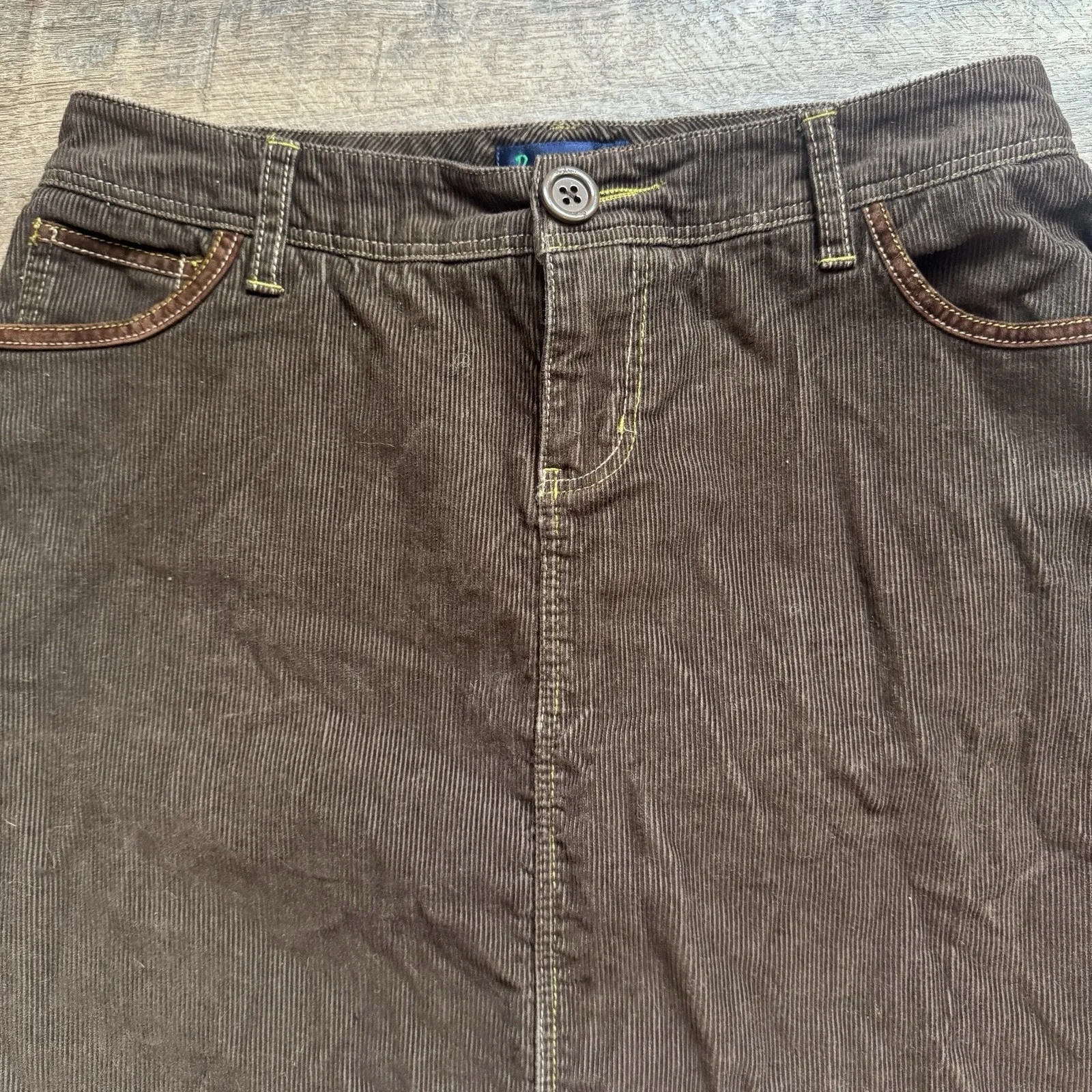 Boden Ladies Corduroy Pencil Skirt Size 12L Brown Slit Pockets Casual - Image 2