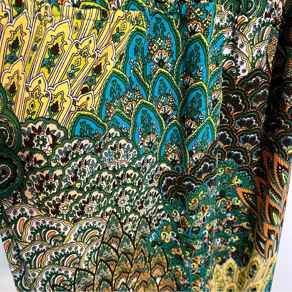 Moa Moa Boho Green Print Maxi Dress Size Small - Image 9